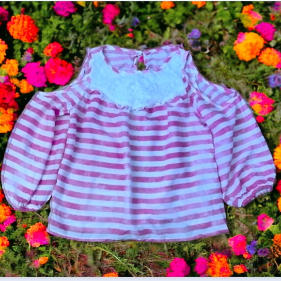 Abercrombie kids pink and white striped blouse - Picture 13 of 16